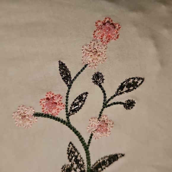 MaxMara White Tee with Pink Floral Embroidery - Picture 4 of 9